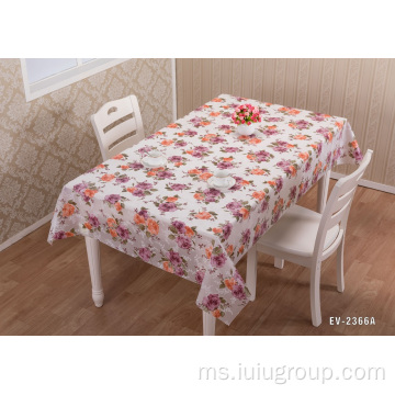 Taplak Meja PEVA Floral Print dengan Lace Edge
